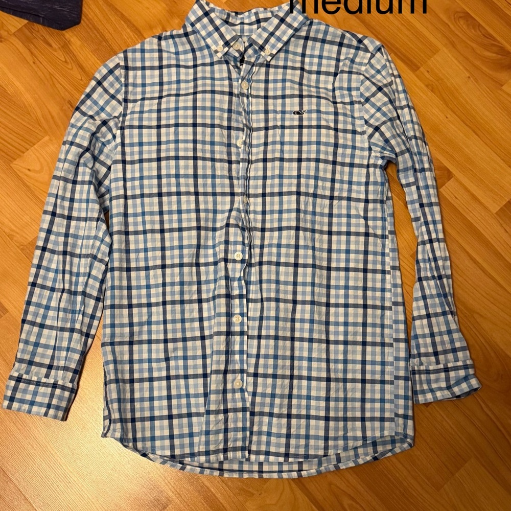 Vineyard Vines Boys Blue and White Checkered Shirt